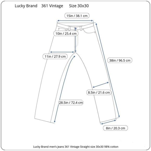 Lucky Brand 30x30 Mens 361 Vintage Straight Jeans stretch denim medium rise - Picture 2 of 12